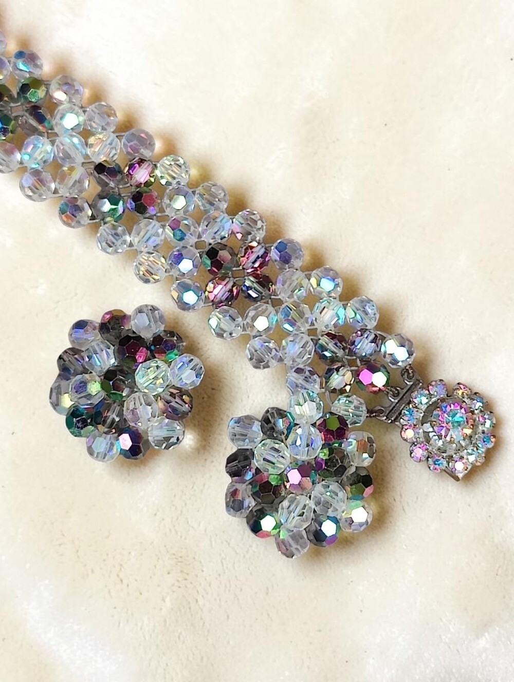 Vintage Crystal Bracelet And Earrings Set